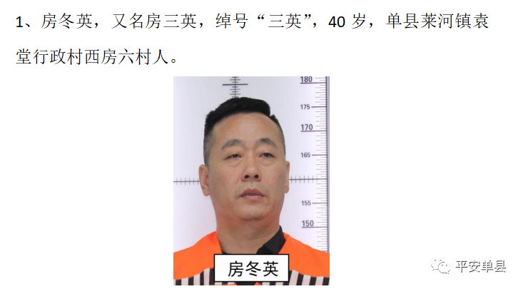 山东单县警方：房冬英团伙5人被刑拘，公开征集违法犯罪线索