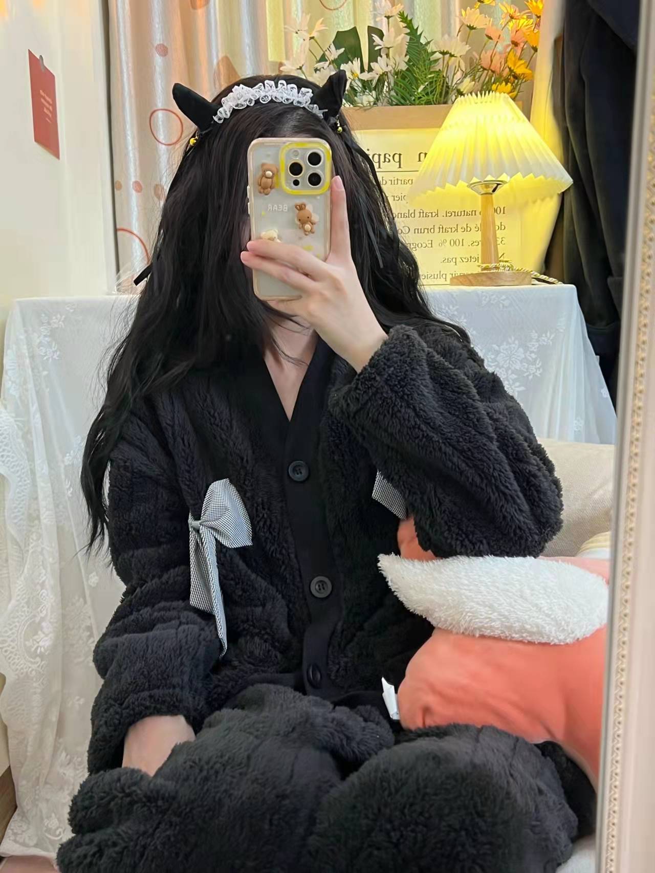 「蝴蝶結」超厚實軟糯的珊瑚絨睡衣