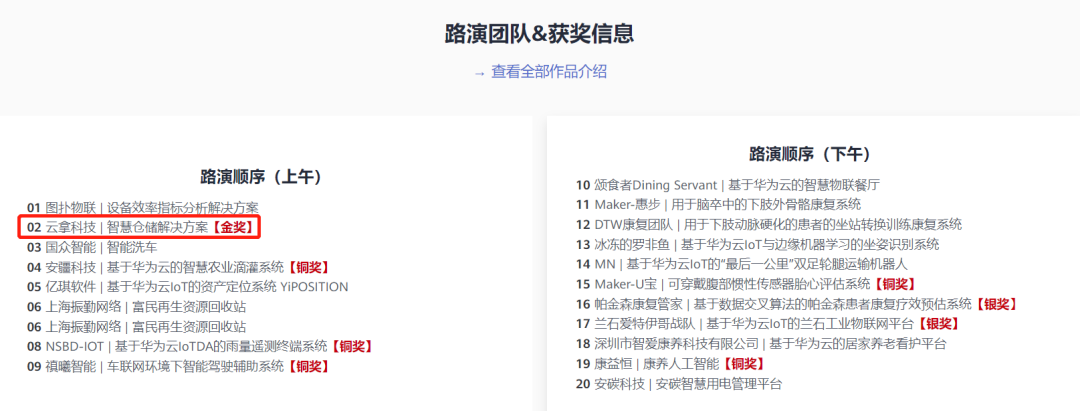 云拿智慧仓储解决方案荣获华为云首届IoT创新应用开发大赛第一名