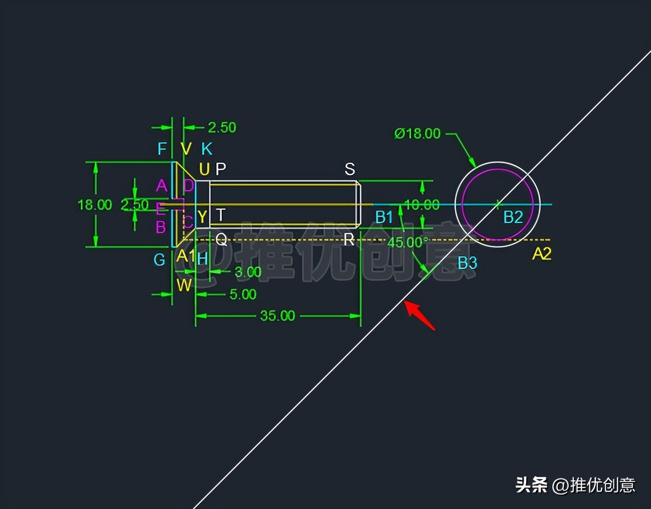 绘制开槽沉头螺钉 工程制图 autocad 机械制图 cad教学 cad画图教程