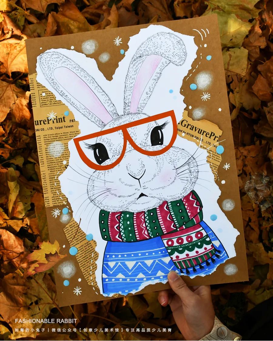 儿童画教程|创意卡通艺术课程《时髦的小兔子》