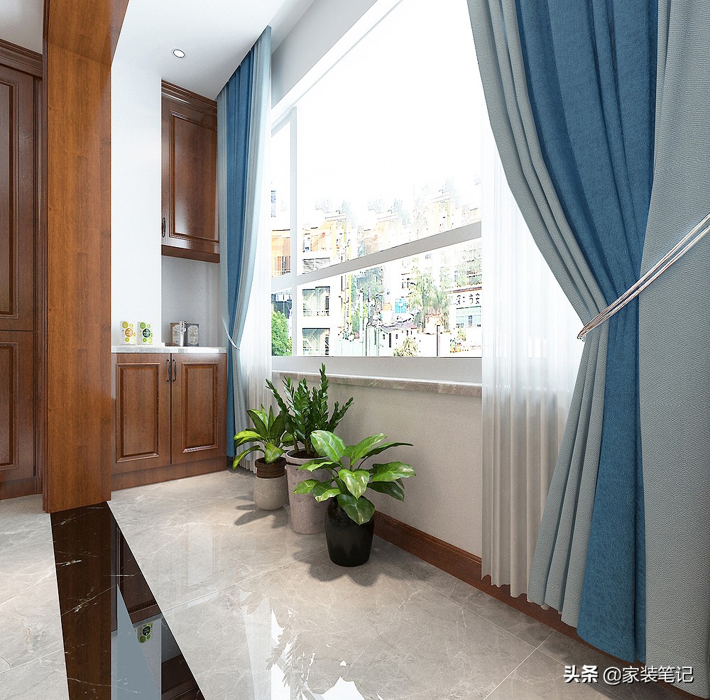 150㎡有5房，选择装新中式，不仅不拥挤，整体还很大气，采光也好
