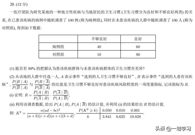 2022高考全国一卷数学真题及答案