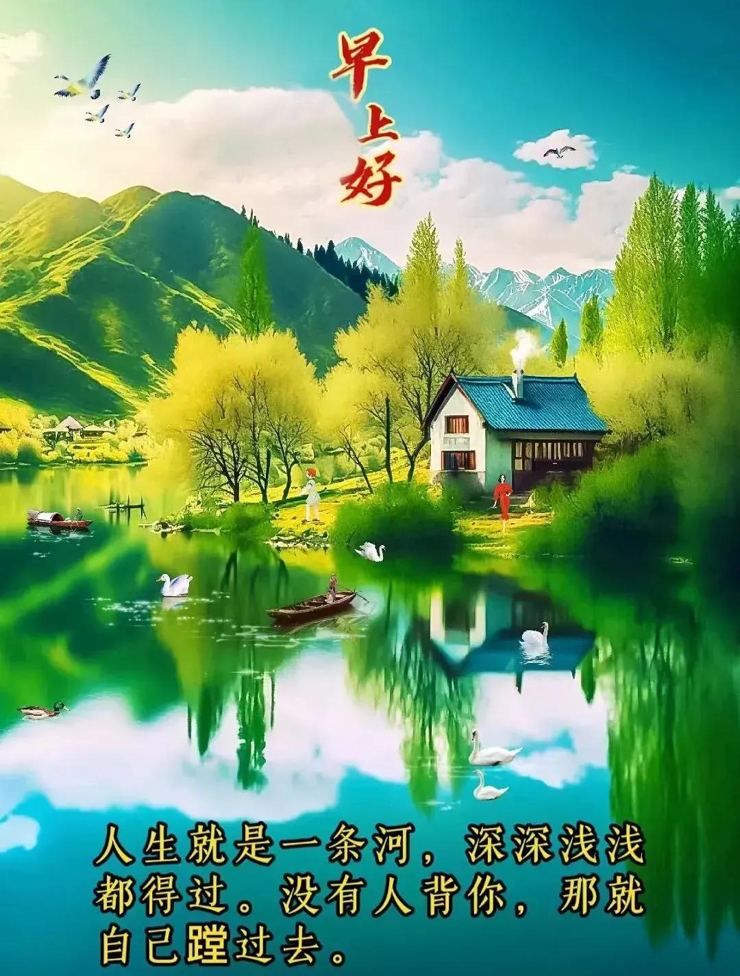 早安心语~阳光满面心情如花，笑在眉梢喜在心，怎么开心怎么生活