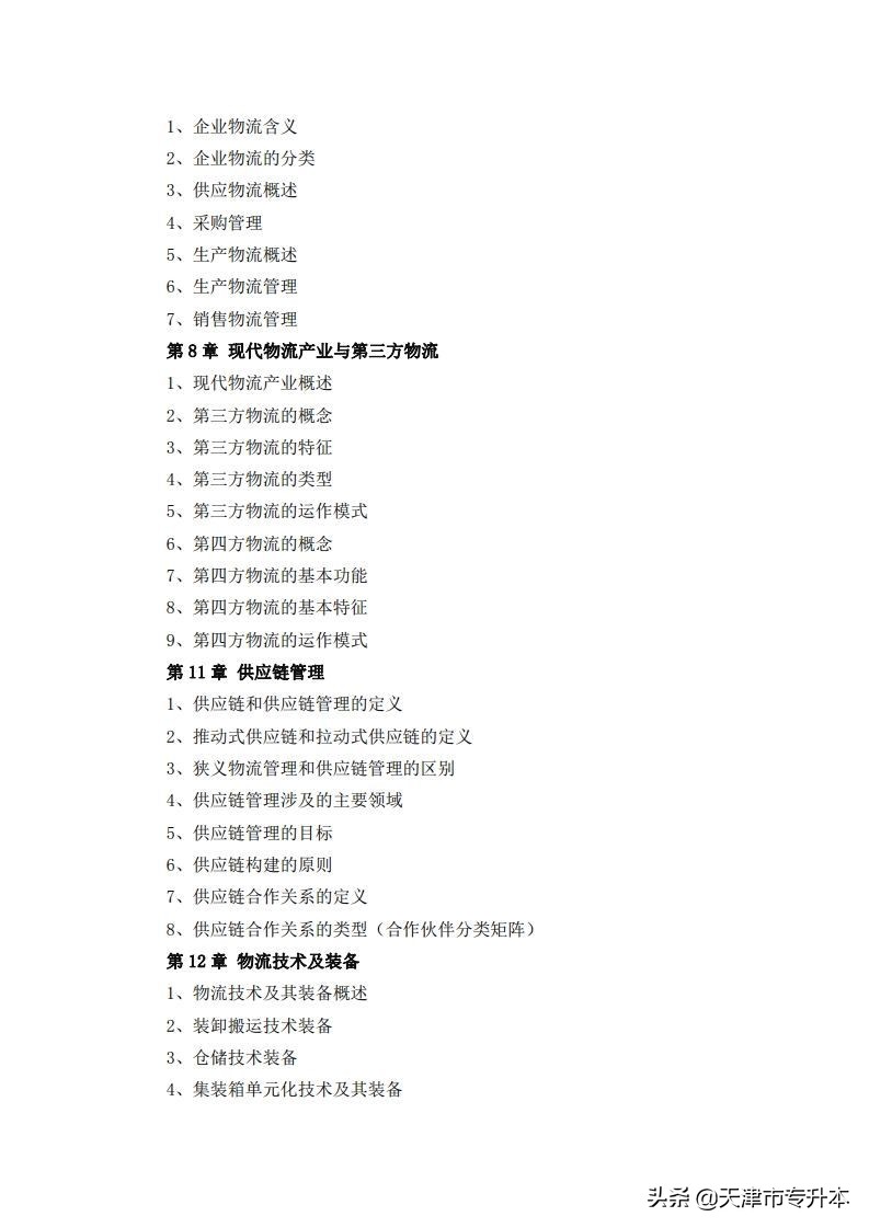 2022年天津中德应用技术大学高职升本科物流管理专业基础考试大纲
