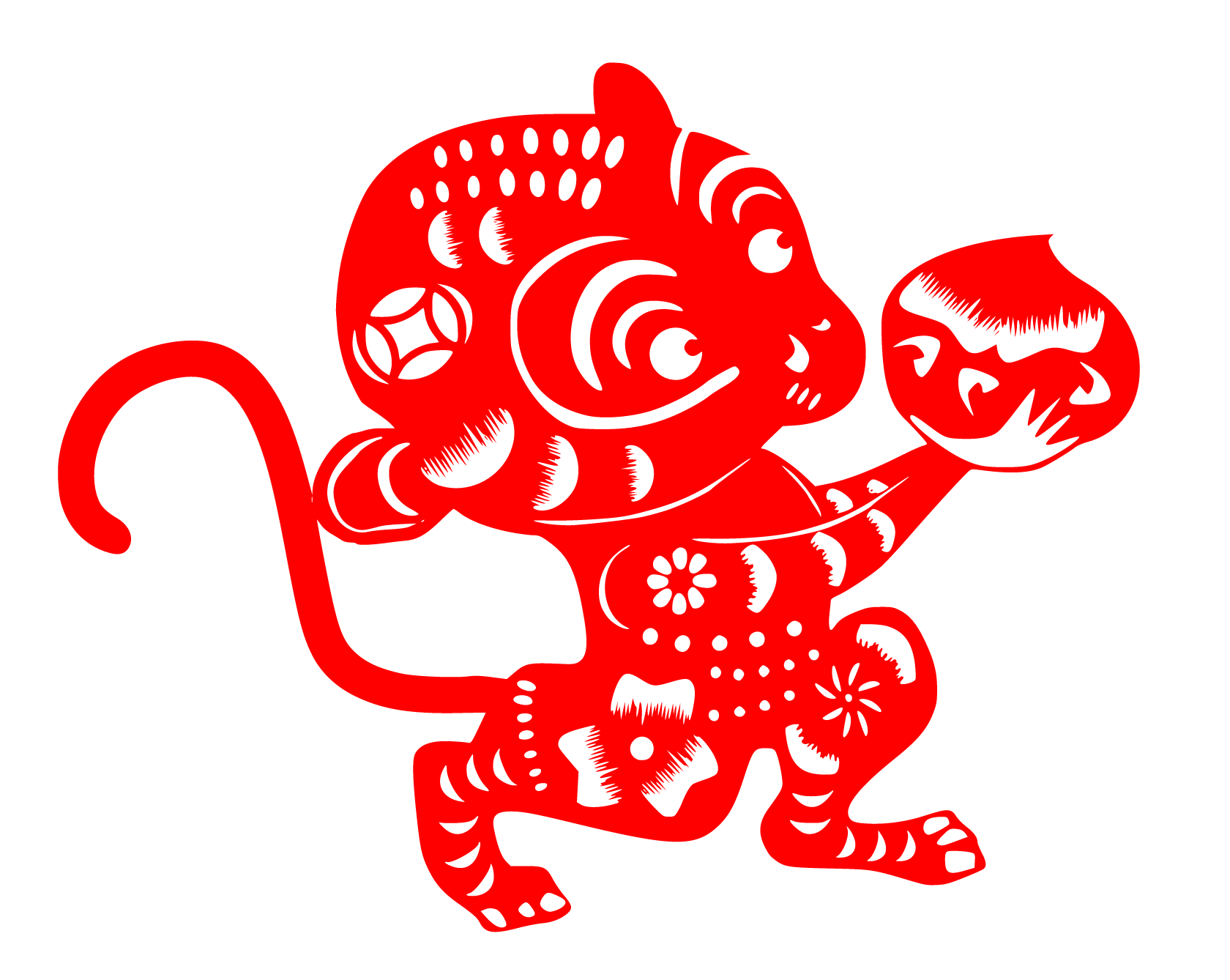 生肖猴剪纸,手工剪纸,呆萌可爱的小猴子