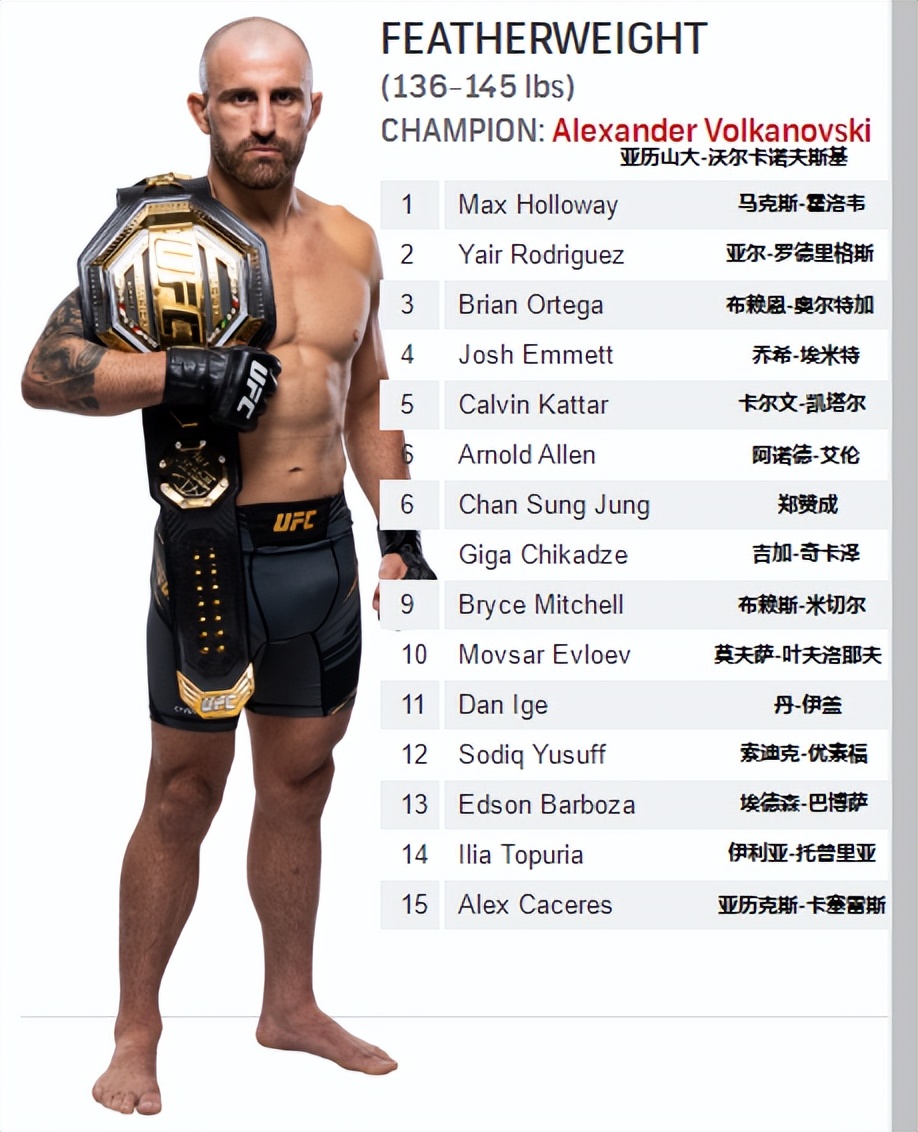 ufc排名「ufc排名前十」