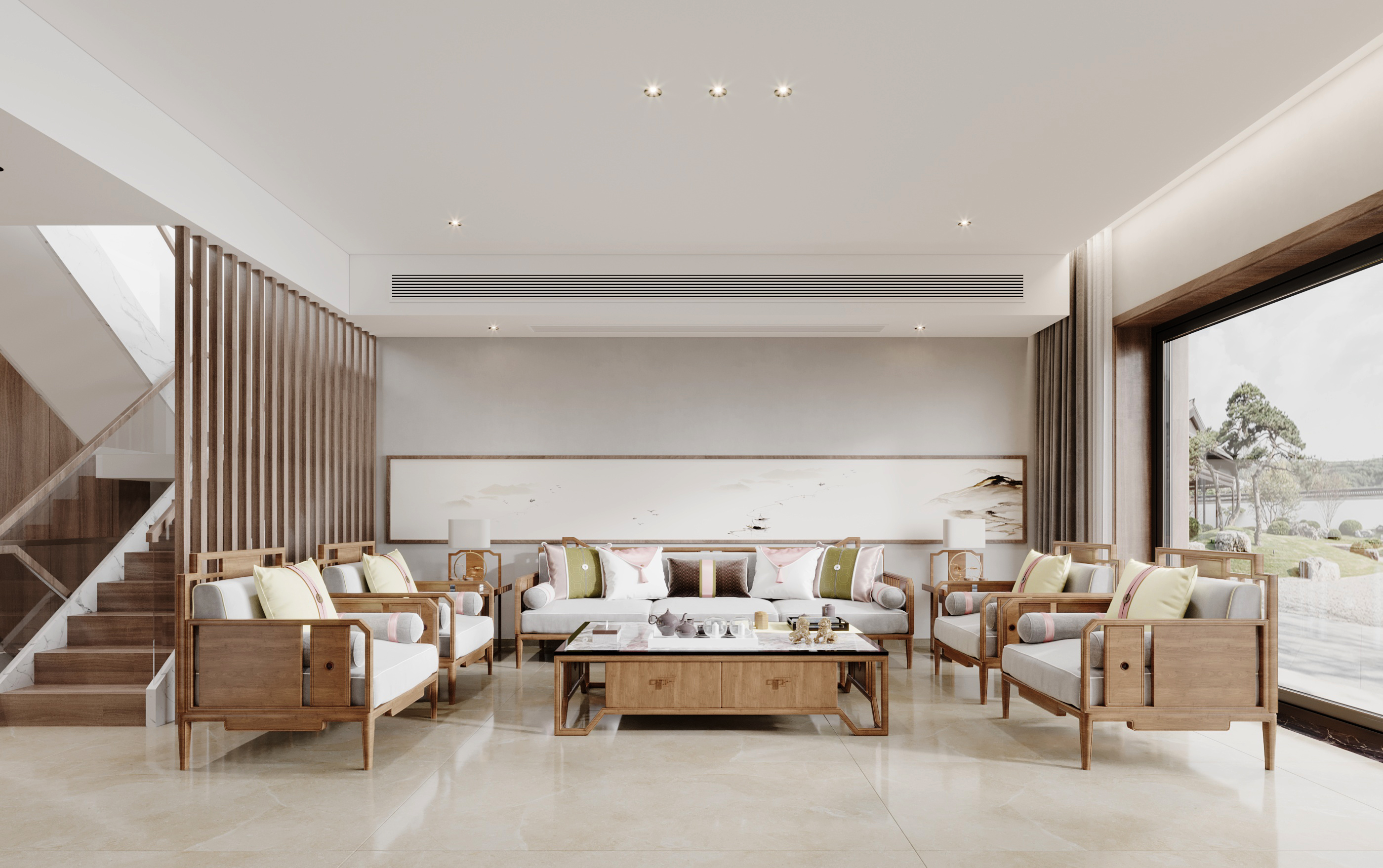 诸暨装修:553㎡禅意新中式风格装修,营造繁简有序的淡泊之意