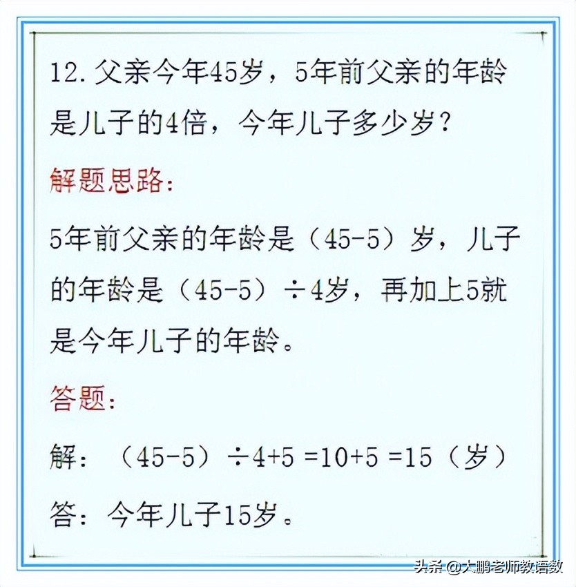 2022小学数学重点题型,小学数学经典题型30例(图12)