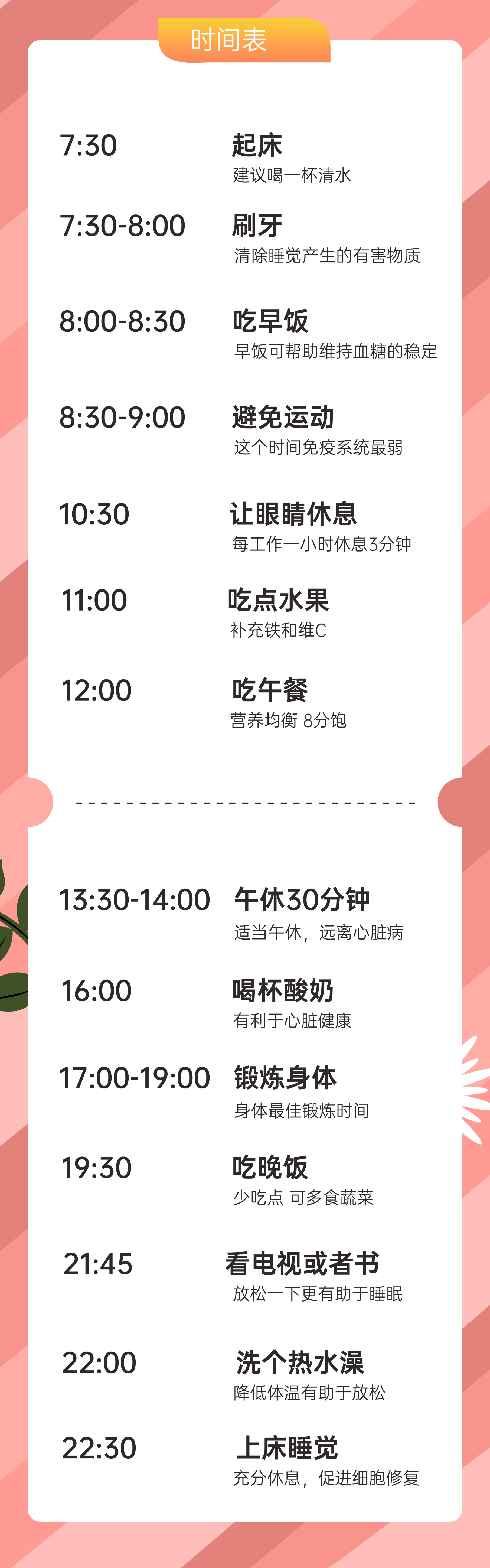 世衛組織給的最佳生活作息表