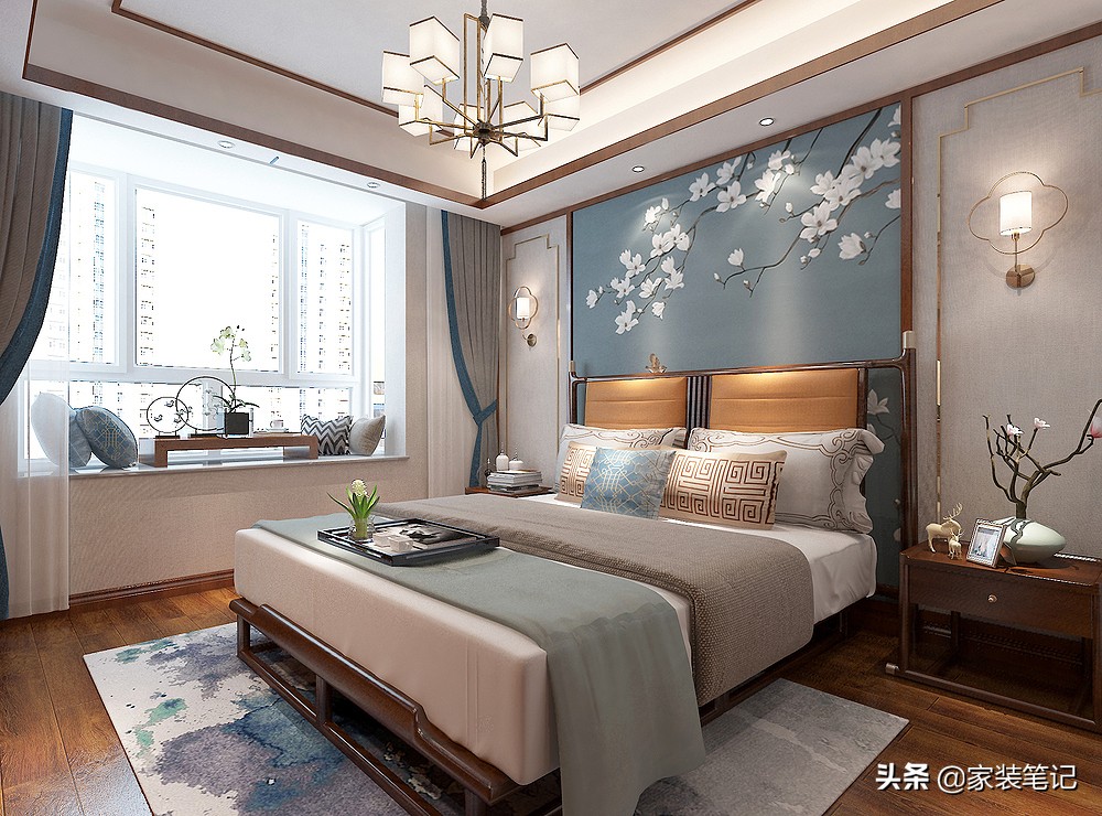 150㎡有5房，选择装新中式，不仅不拥挤，整体还很大气，采光也好