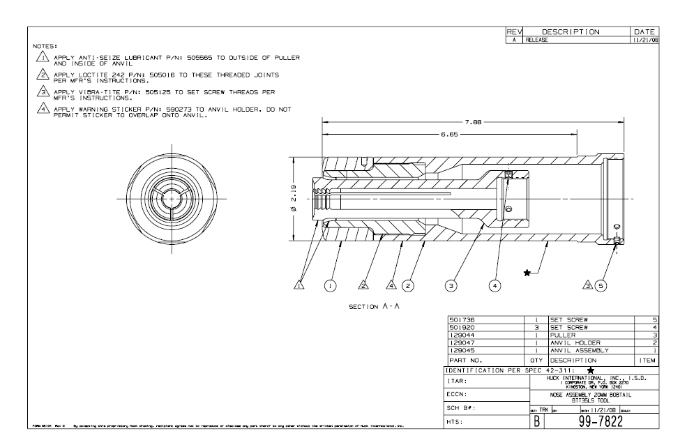 Huck99-7822 MBT-DT20哈克Bobtail锁紧螺栓枪头