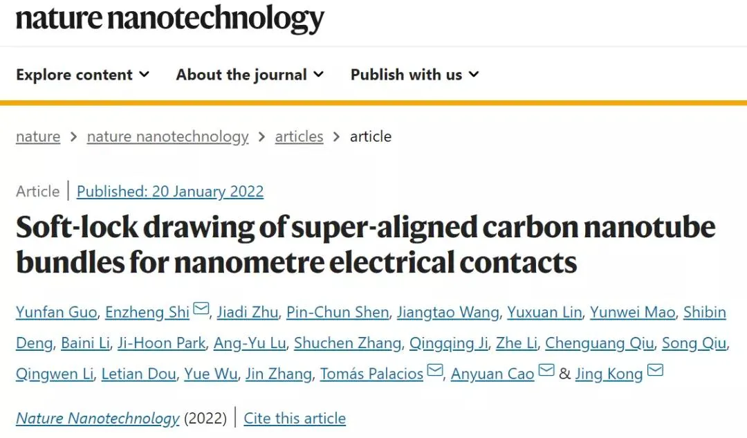 Soft-lock drawing of super-aligned carbon nanotube bundles for nanometre  electrical contacts