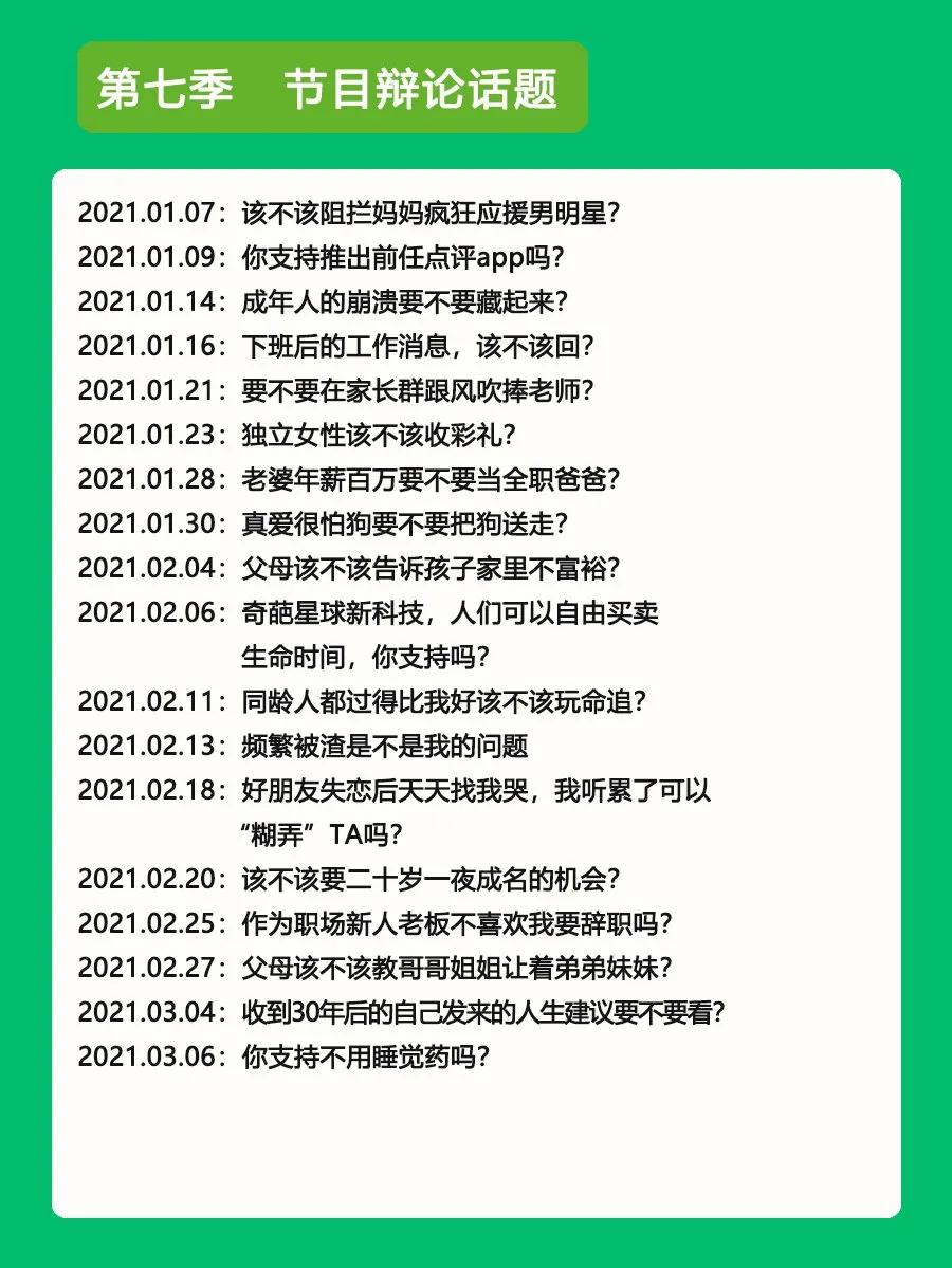 《奇葩说》七季全部辩题都在这儿了 ​