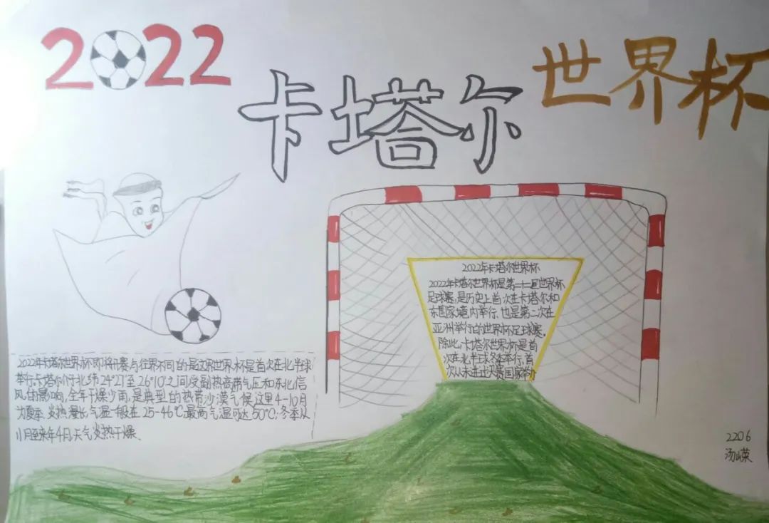 2019获奖世界杯手抄报（聚焦“双减”-曼妙“馄饨皮”带你走进世界杯，还普及地理知识）