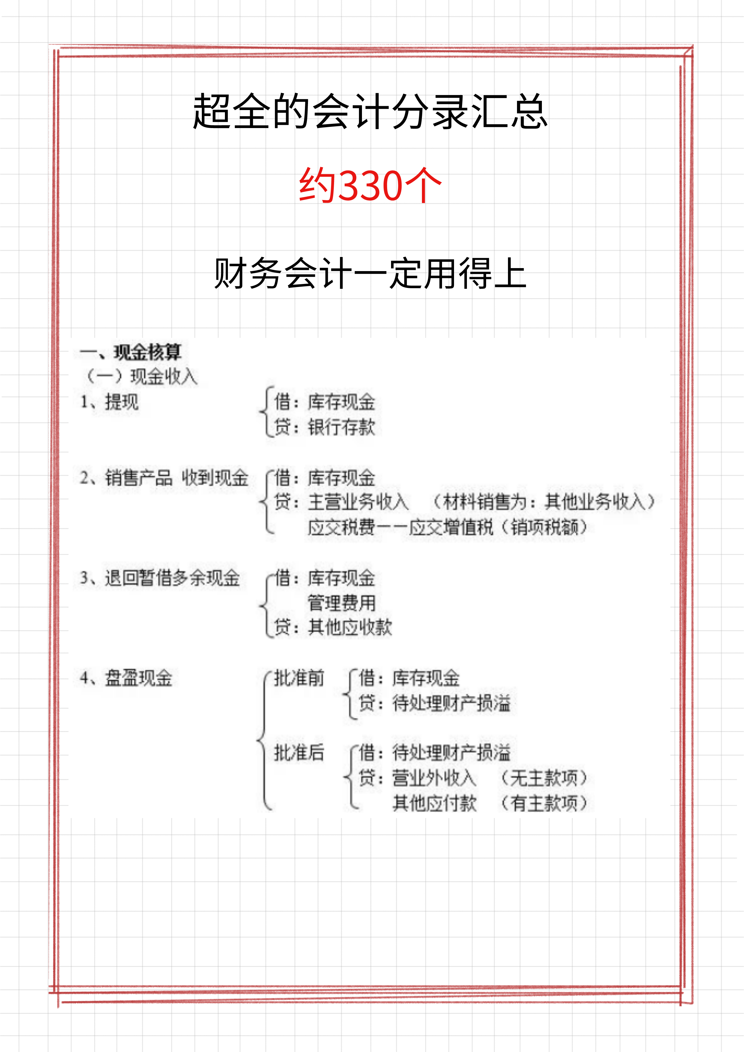 最新会计科目表（超全会计分录汇总）