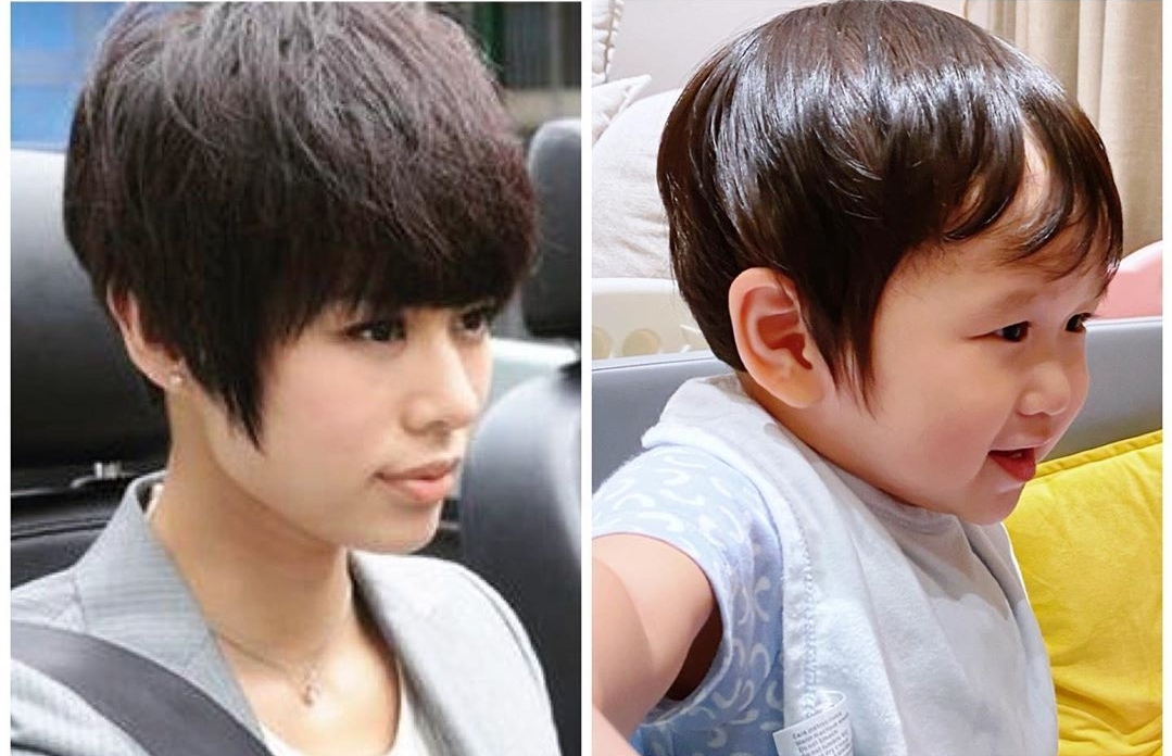 胡杏儿晒剪短发vlog，被长子次子夸漂亮，1岁幼子盯着妈妈萌态足