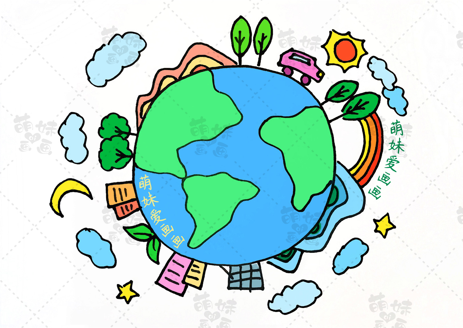 幼儿园地球日画画图片