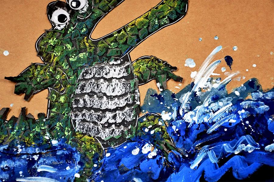 儿童擦色版画艺术课 - 身披铠甲的大鳄鱼)