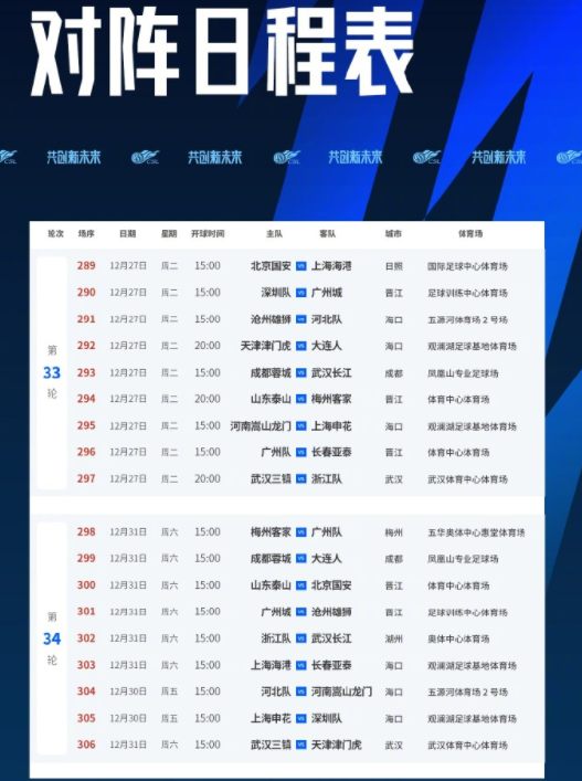 国足12强赛剩余赛程（官宣：中超最后两轮赛程公布，争冠与保级悬念即将揭晓）