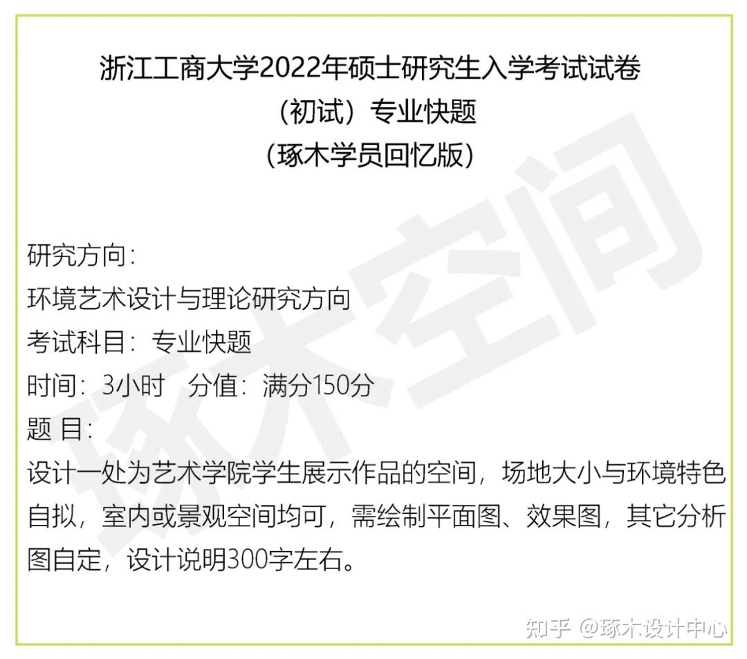 2023年考研·浙江工商大学环境艺术设计专业考研真题解析