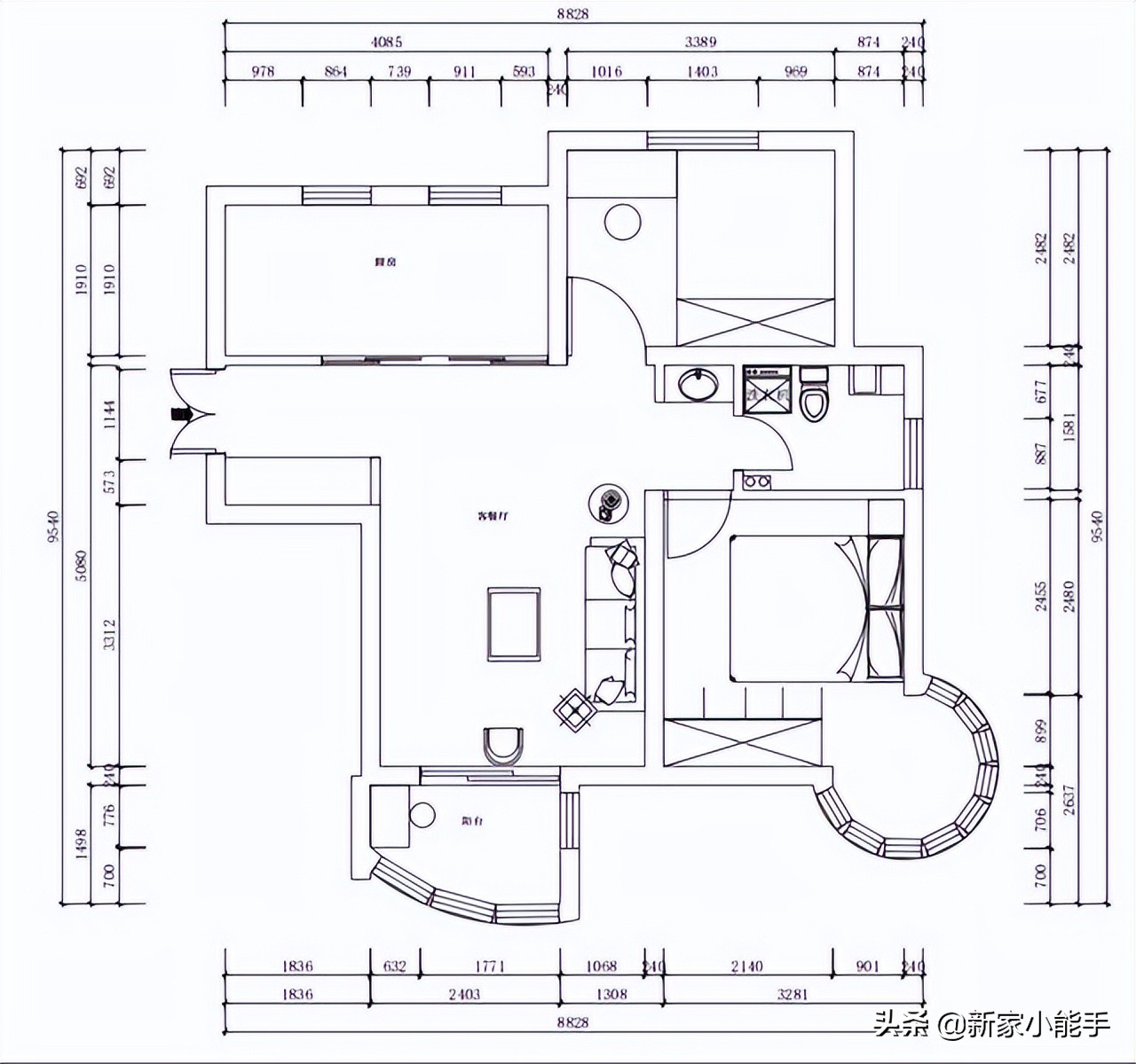 他家76平婚房，厨房餐厅一体设计，粉红色卫生间真漂亮，分享一下