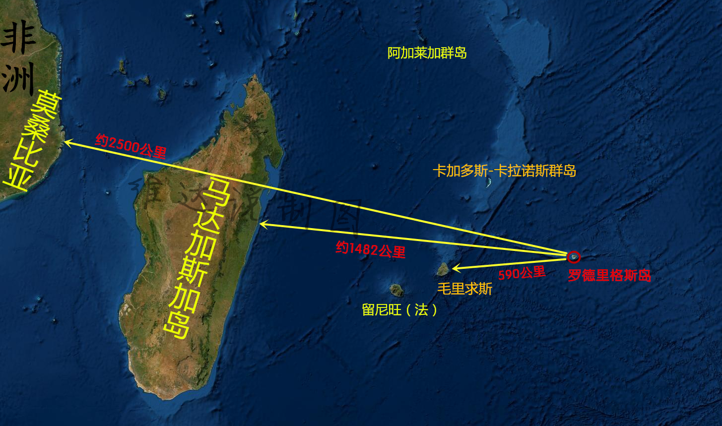 罗德里格斯岛位于印度洋西南方,是马斯克林群岛中最小的一个岛屿,属于