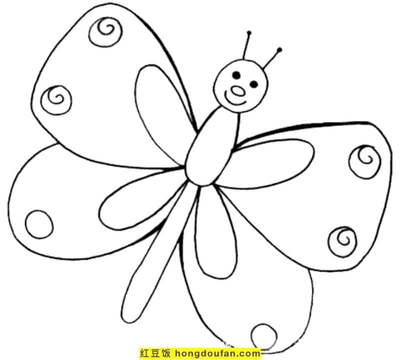 9张爱穿新衣的漂亮蝴蝶卡通儿童简笔画!蝴蝶知识小问答