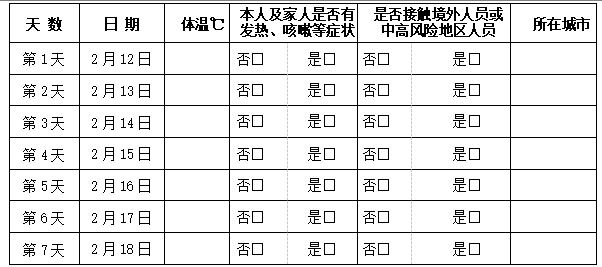 返校学生健康承诺书