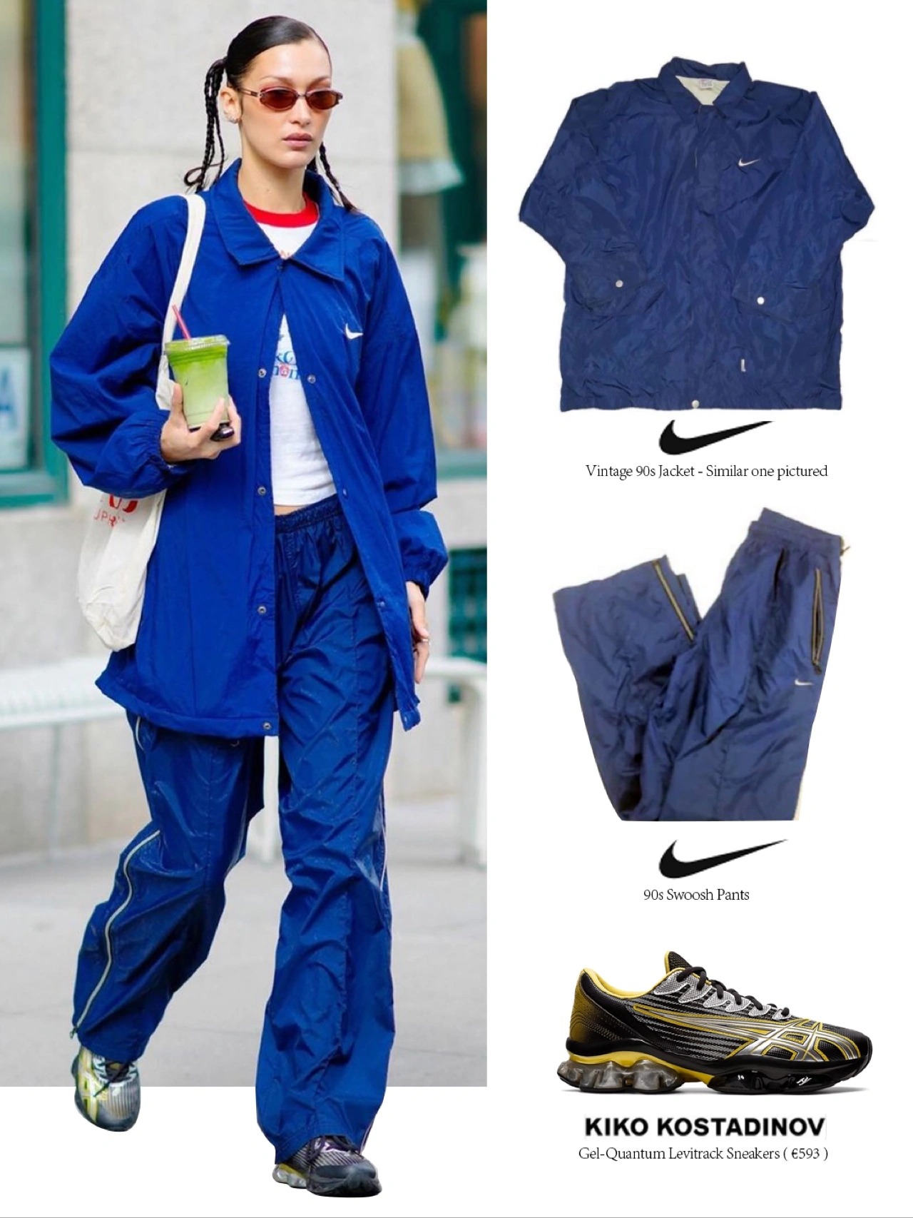 欧美明星街拍贝拉美式复古运动穿搭运动套装：Nike