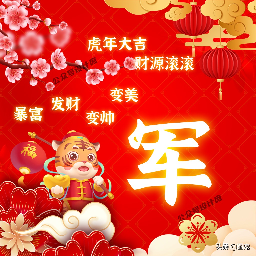 姓氏頭像|祝你2022虎年吉祥,變帥又變美,財源滾滾發財且暴富