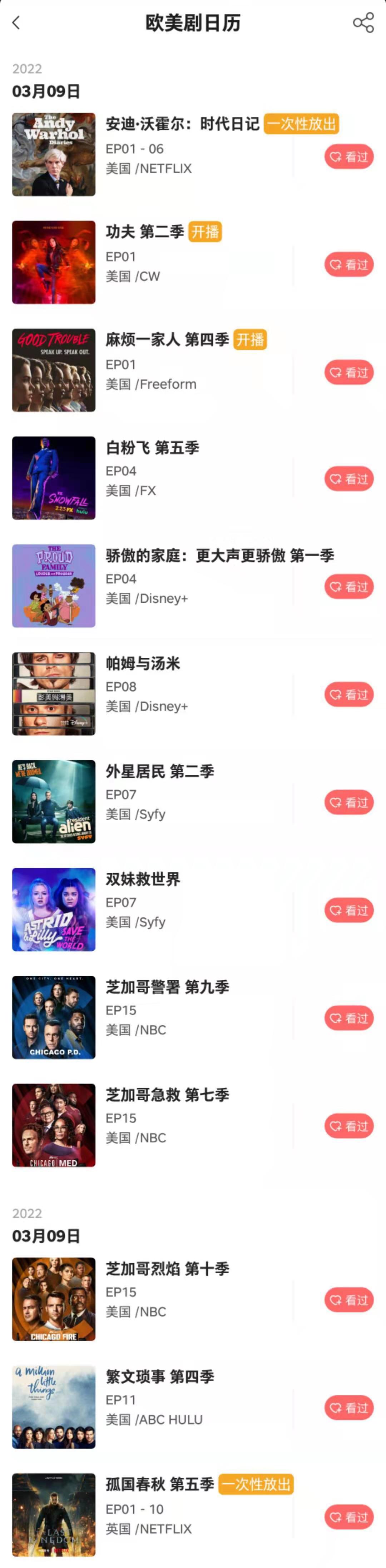 全网最全追剧日历：3月9日-欧美电视剧日历