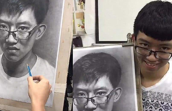 美术考试考生自画像惊艳众人，本以为满分，老师看完直接给了0分