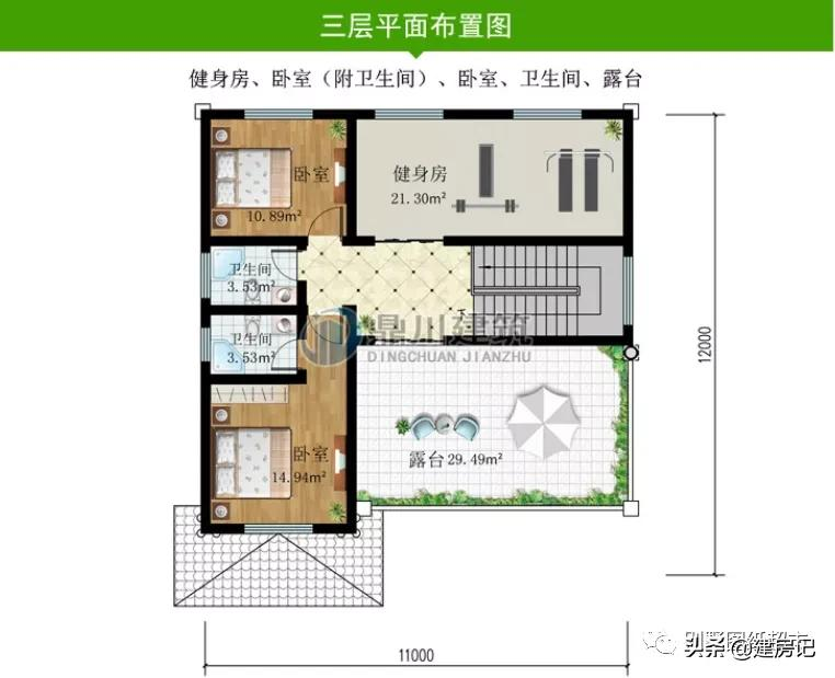 开间11米，广东17款三层农村别墅，尺寸布局有讲究，符合乡村风水