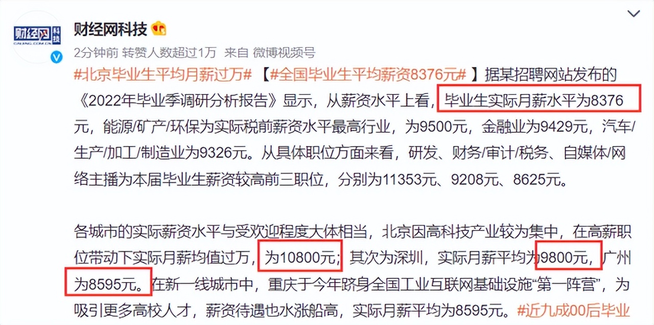 全国毕业生平均薪资公布，北京最高，网友：我可能找了份假工作