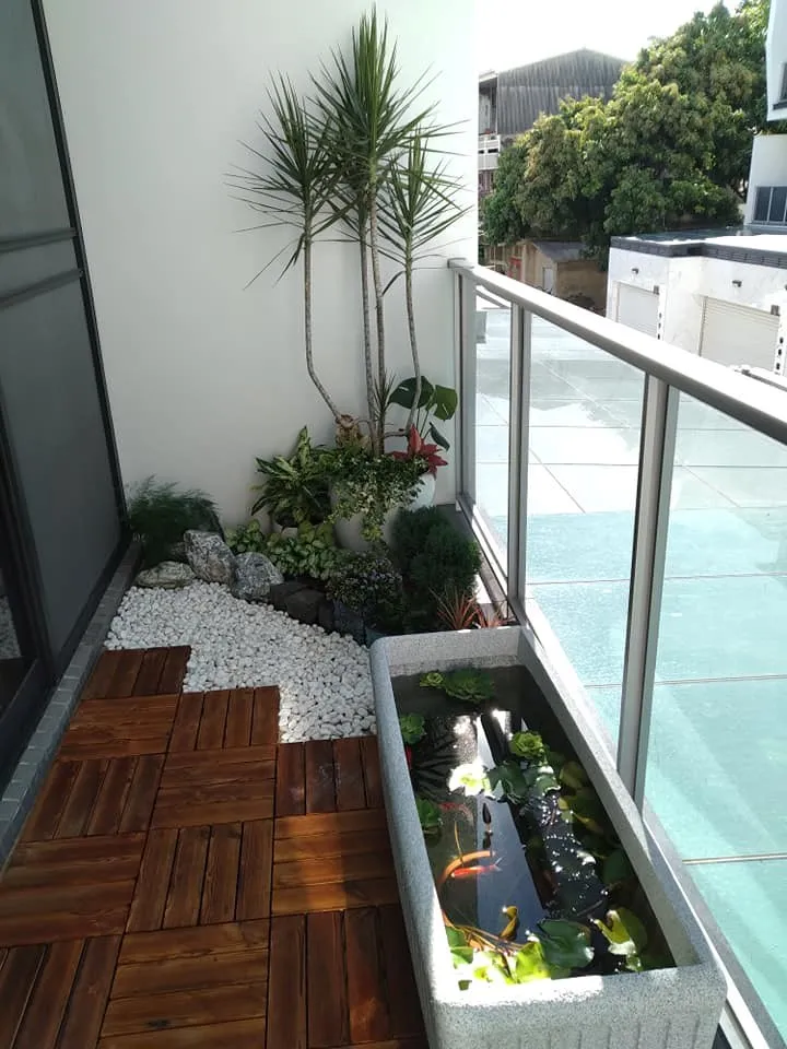 小阳台也能有鱼池！全靠DIY，种花造景都可以，太神