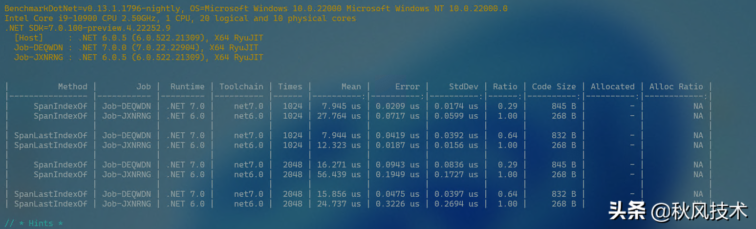 在.Net 7中Array/Span的IndexOf性能优化