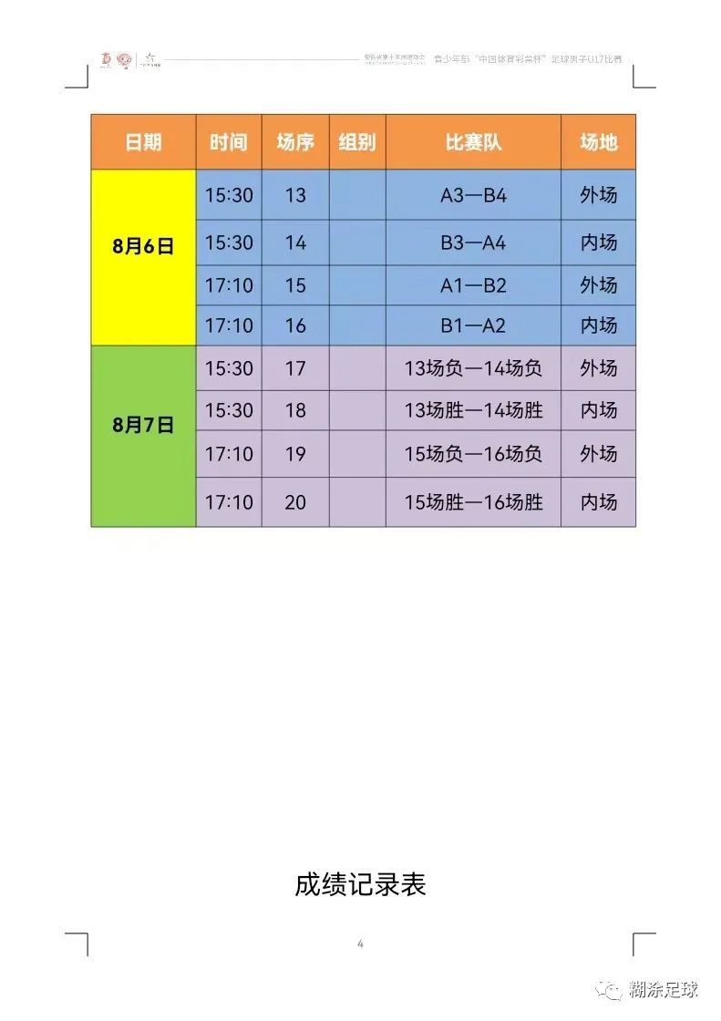 比赛不该被安排在下午(第十五届安徽省运会青少部足球决赛男子U17组赛程安排)