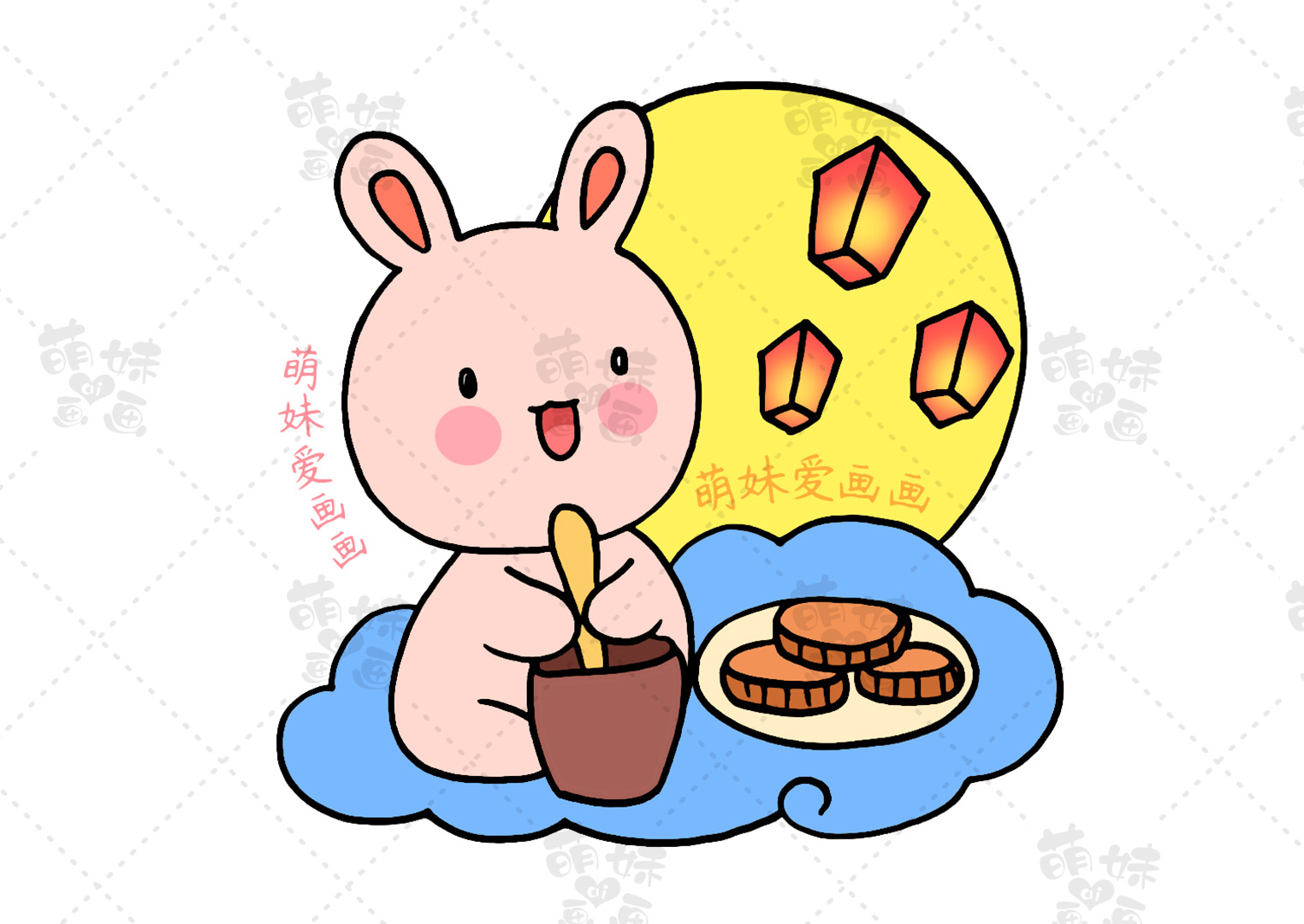 月饼简笔画图片 月饼简笔画可爱卡通图片-百科叔叔