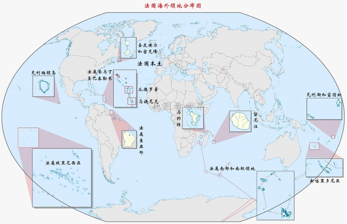 国家趣谈18：跨洲国家地图——法国地跨五大洲，英国地跨六大洲