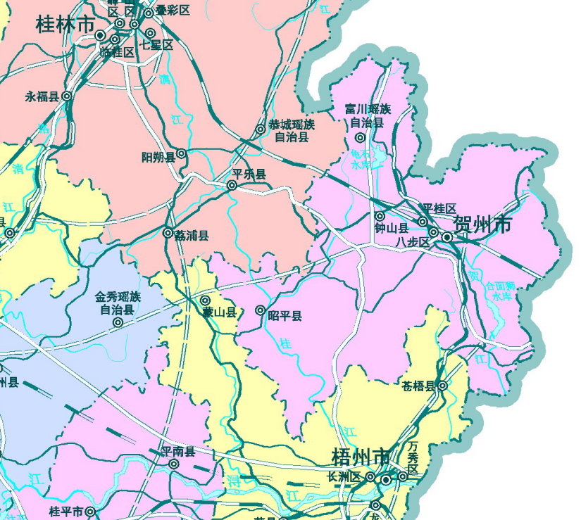 广西贺州市政区图图片