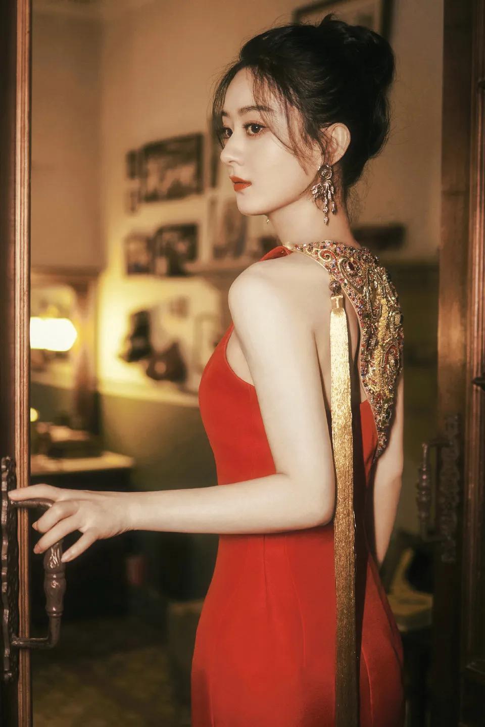 美图分享｜春风绕过发梢红纱｜赵丽颖