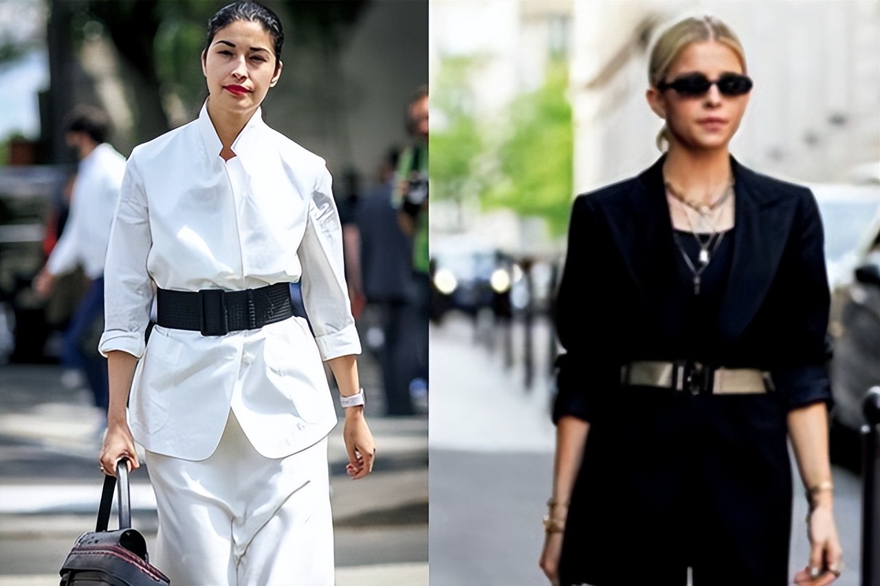 今春流行40+女性通勤服，将简约西装系腰带，瞬间精致又高级