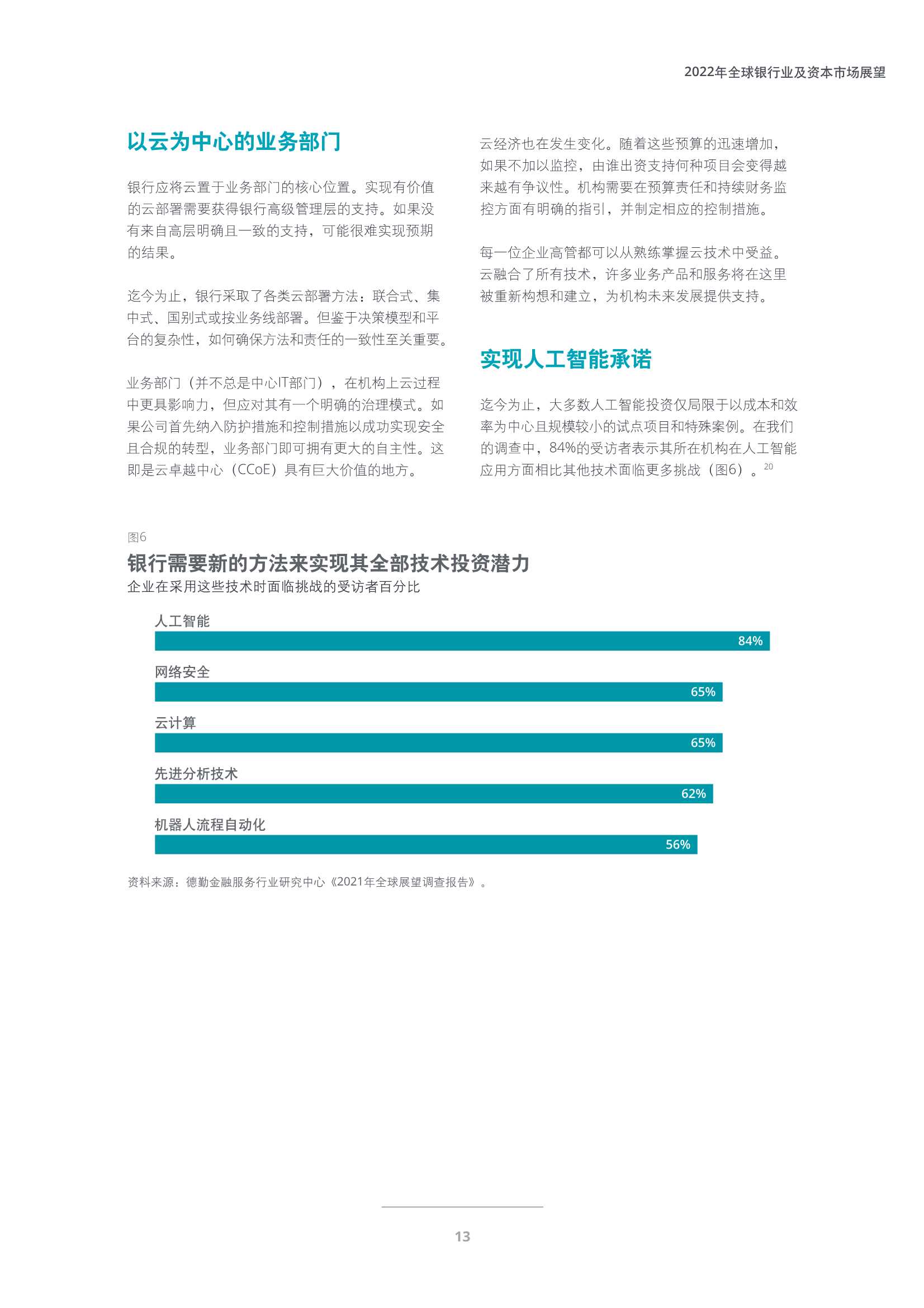 德勤：2022年全球银行业及资本市场展望