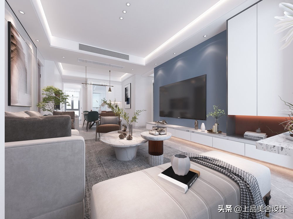 看他家将130㎡打造现代风，全房白色调，点缀跳色超显个性与时尚
