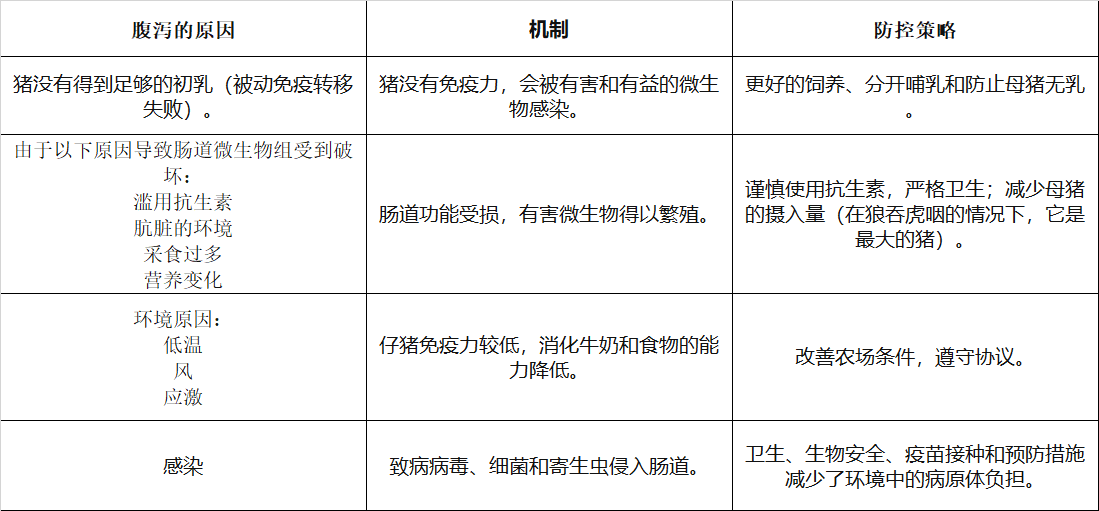 仔猪腹泻的发病原因、病型及防控