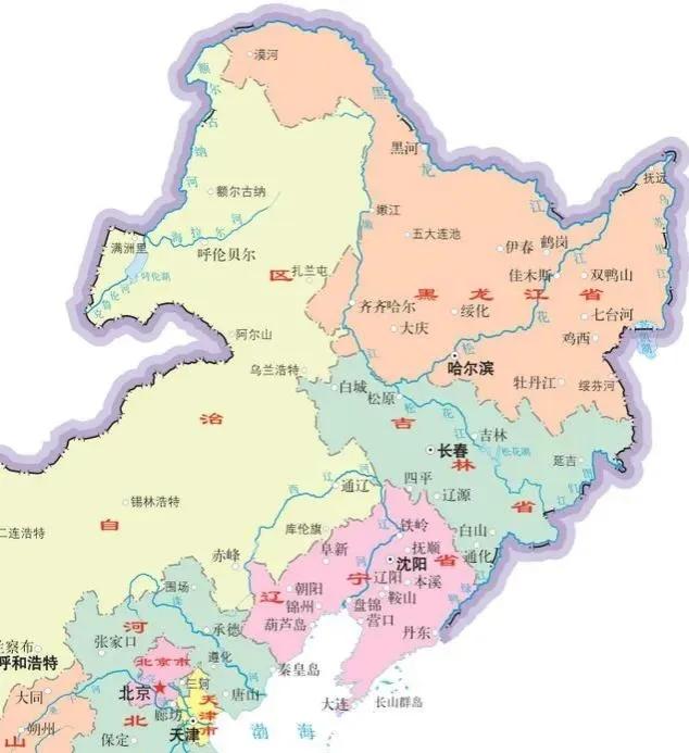 东三省地图 放大东北图片