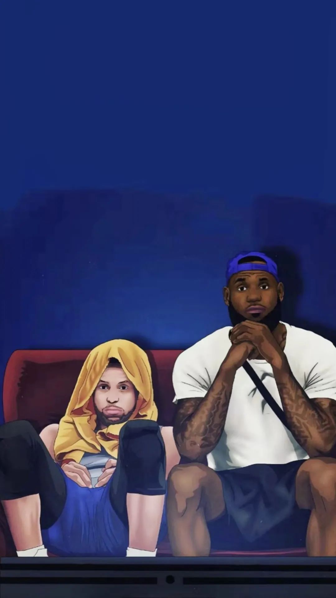 nba球星动漫壁纸(「篮球壁纸第14期」:詹姆斯和库里的漫画壁纸)