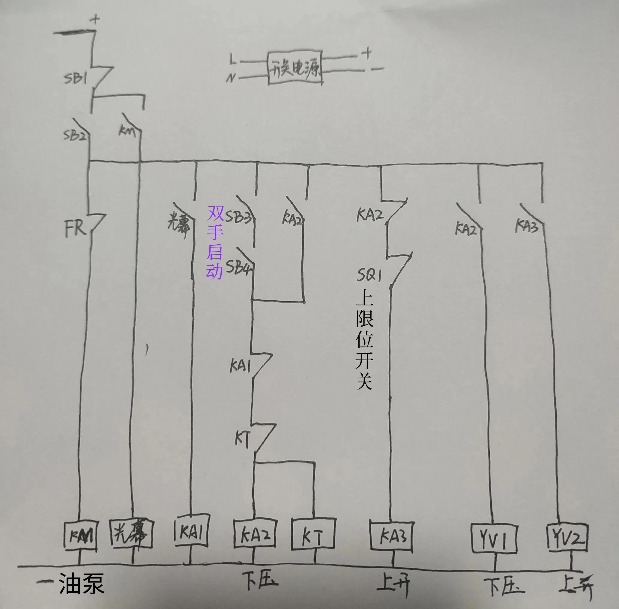 小型液压机控制电路原理图,与常见电气故障