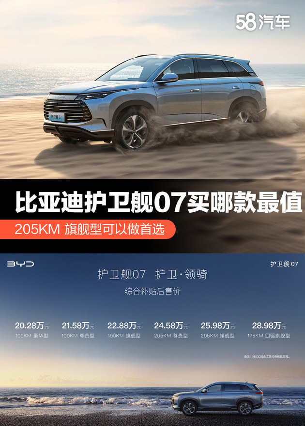 比亚迪护卫舰07买哪款最值 205KM 旗舰型可以做首选